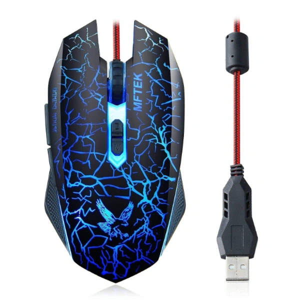 MFTEK Tag 3 2000 dpi LED Backlit Wired Gaming Mouse with Unbreakable ABS Body (Black)